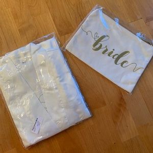 Bride silk robe & zipper pouch